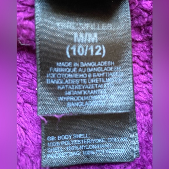 The NORTH FACE Girls' Osito Fleece Jacket, Purple & Black, Zipper Pockets, GUC - Picture 9 of 12